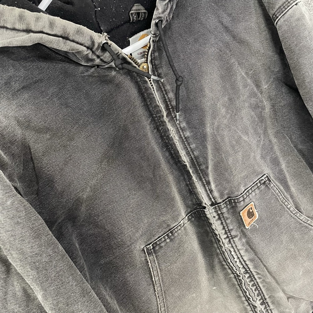 Vintage Carhartt J130 BLK Jacket Men's L Distressed Fader Honeycomb Quilt Lined - Picture 2 of 16